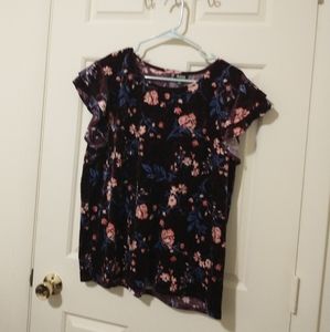a.n.a. NWOT Ruffle Floral Velour Blouse